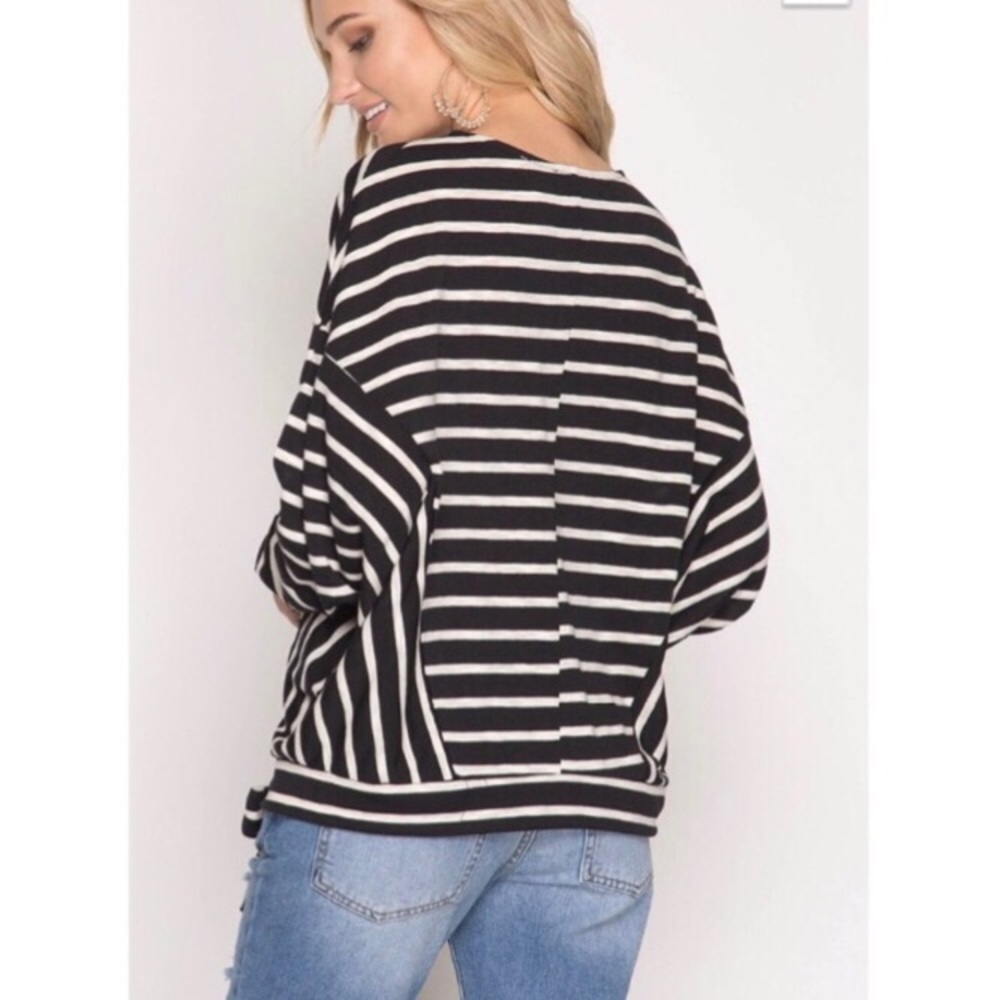 Striped Dolman Sleeve Top - Picture 2 of 4